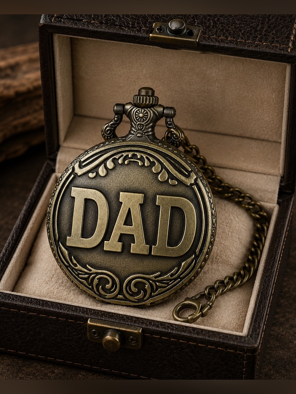 'DAD' Engraved Pocket Watch Pendant
